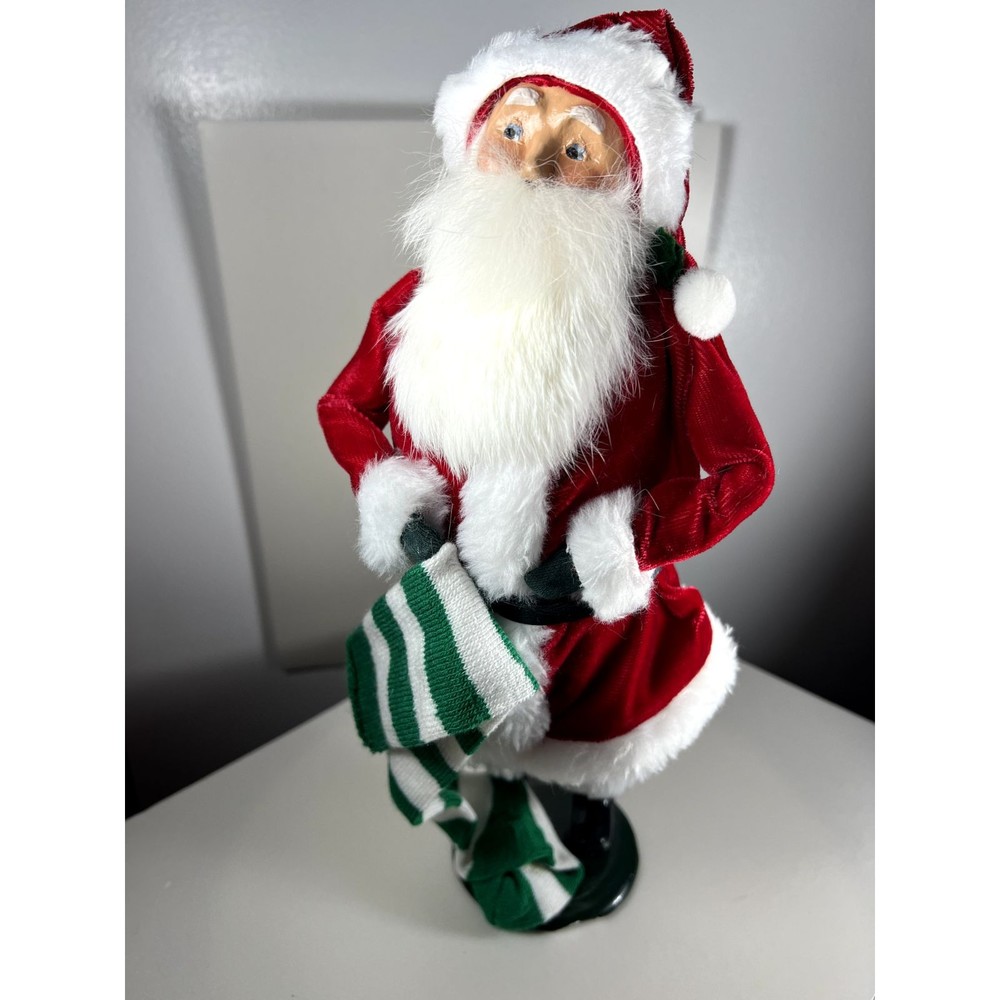 Byers Choice Caroler 1994 Santa Claus Green & White Scarf with Red Suit SIGNED